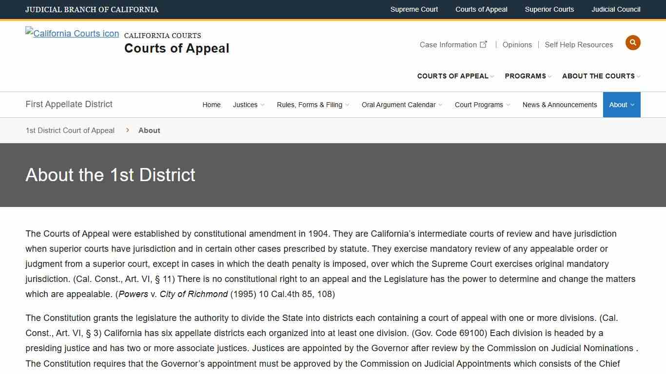 About | First Appellate District | District Courts of Appeal